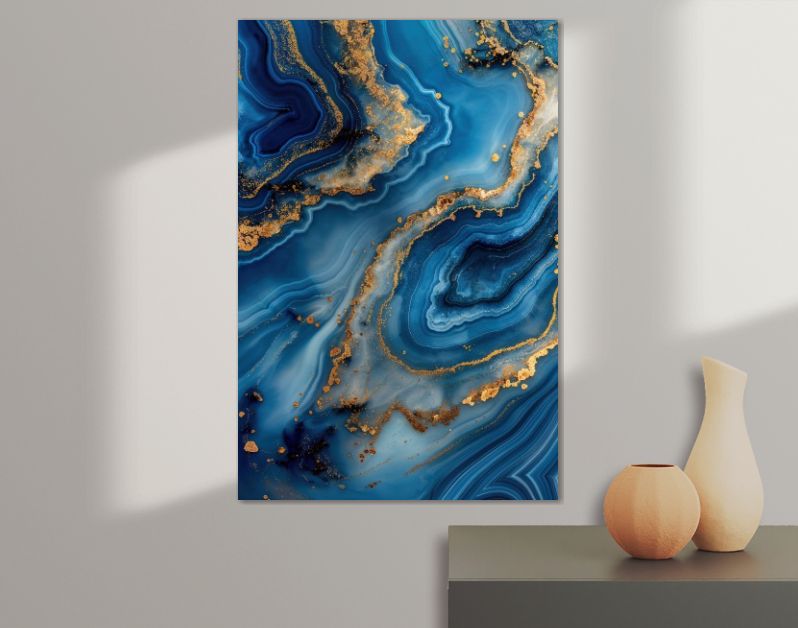 Blauw marmer met goud