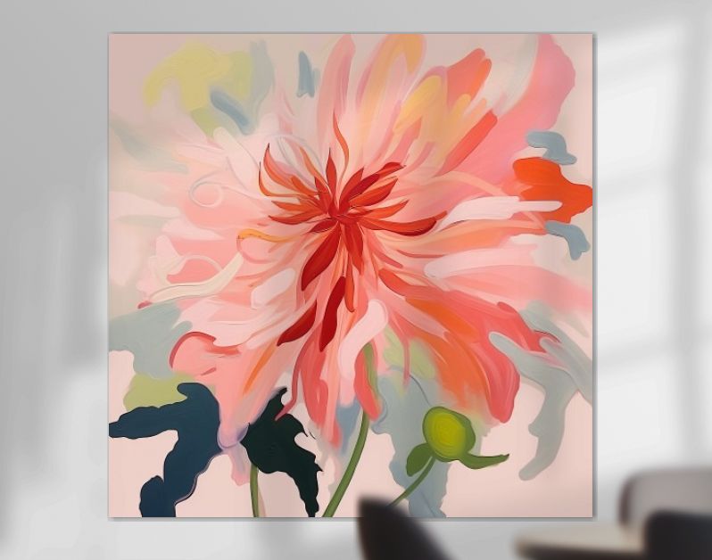 Abstract painted dahlia flower limited color