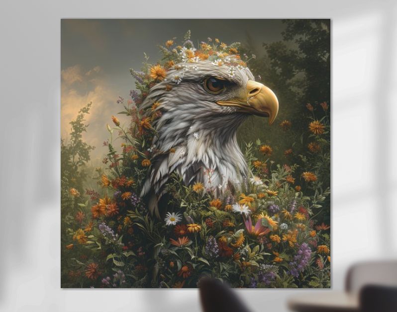 Arend met wilde bloemen