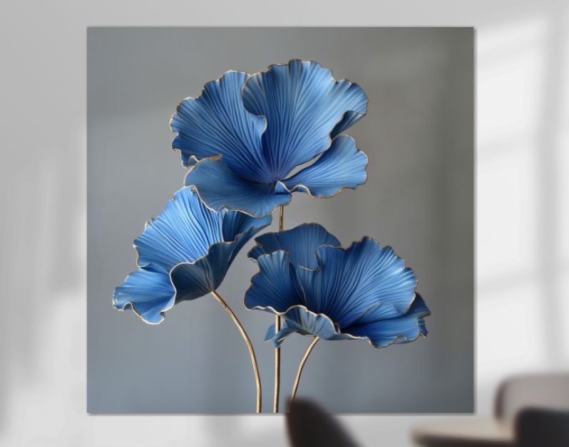 Ginkgo blad goud blauw