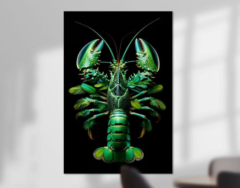 Lobster jungle green feathers