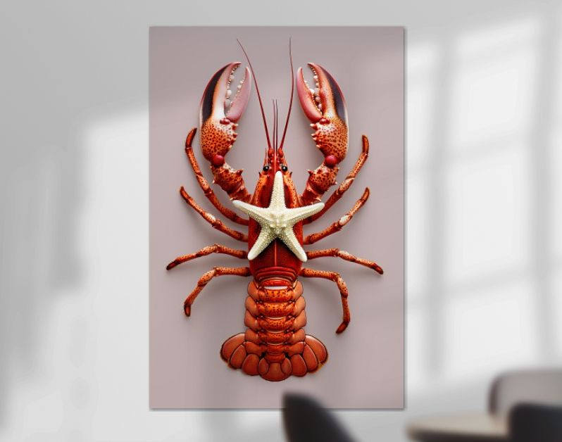 Rode kreeft met zeester