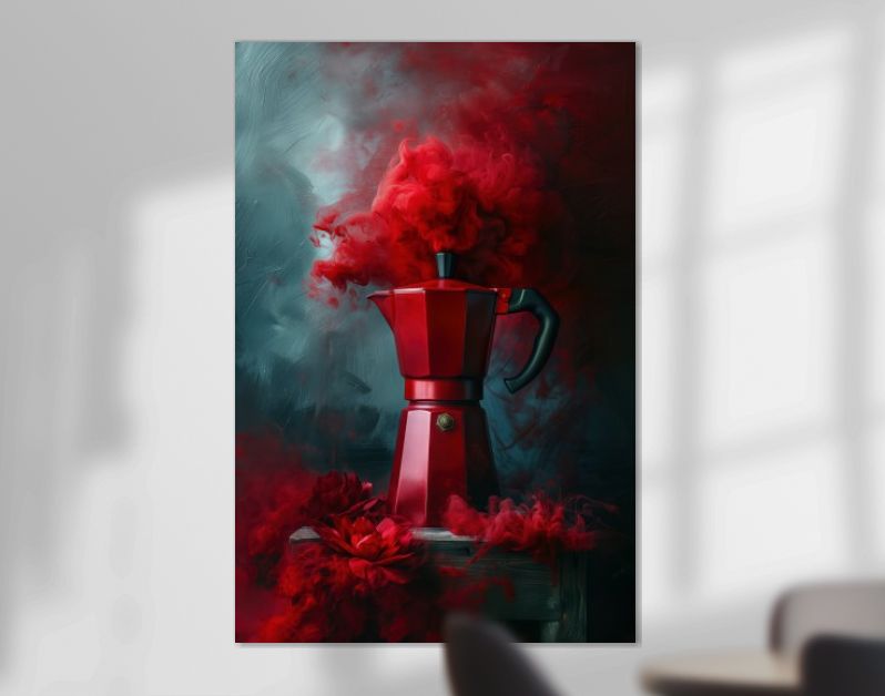 Percolator vurig rood met rook