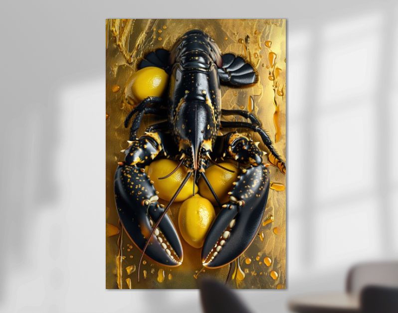 Zwarte kreeft met citroenen