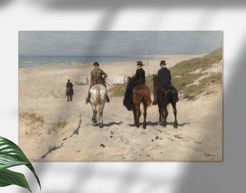 Morgenrit langs het strand, Anton Mauve, 1876