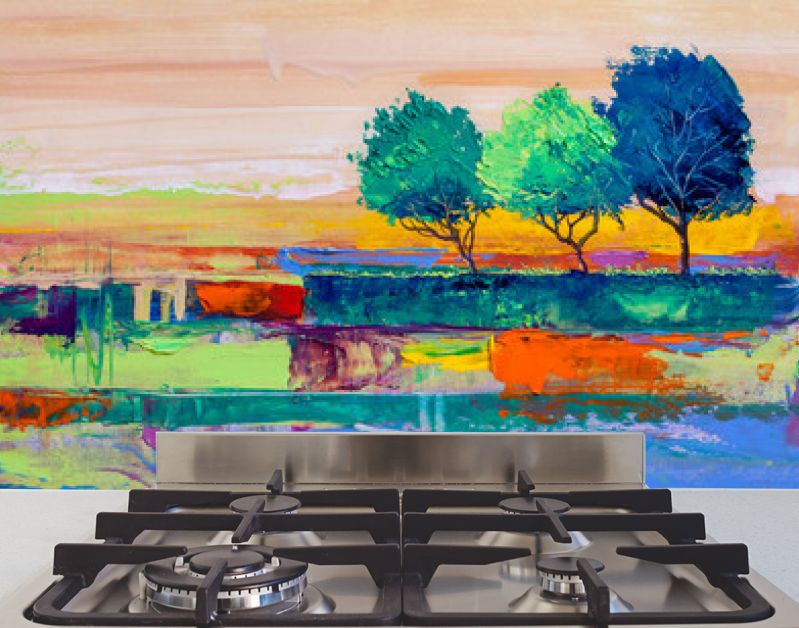 Bomen, olieverfschilderij, artistieke achtergrond