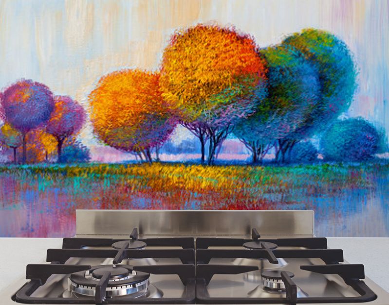 Bomen, olieverfschilderij, artistieke achtergrond