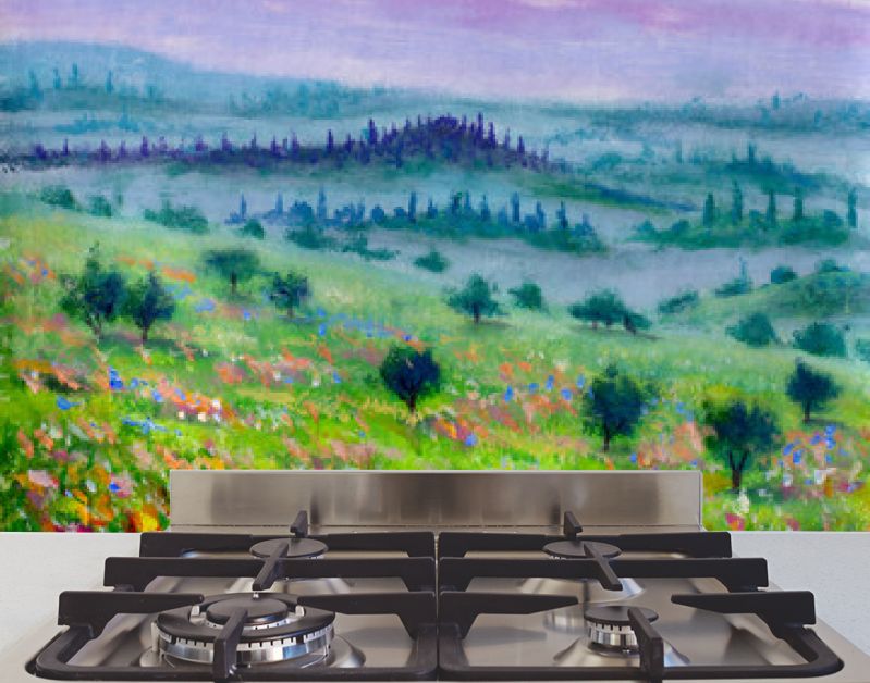 olieverf op canvas modern impressionisme berglandschap van Toscane