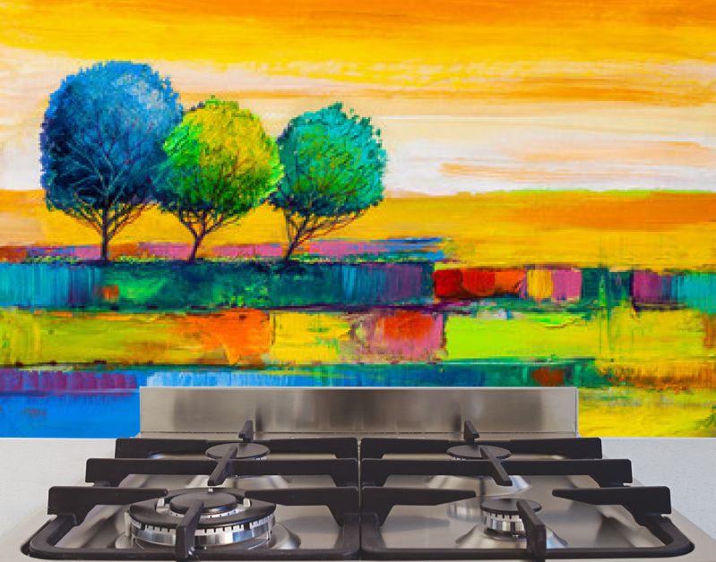 Bomen, olieverfschilderij, artistieke achtergrond