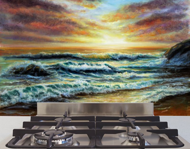 Zonsondergang boven de oceaankust