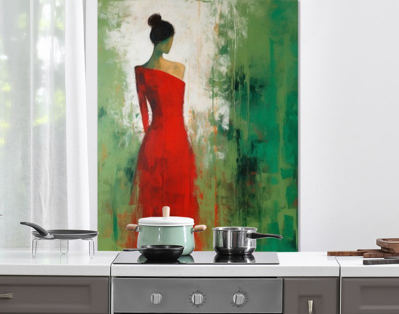 Woman in a red dress