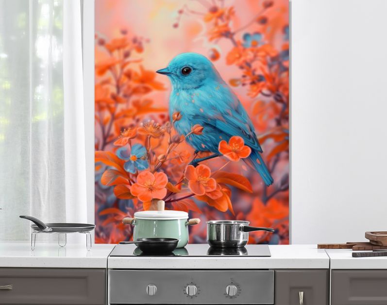 Blue bird & orange cherryblossom