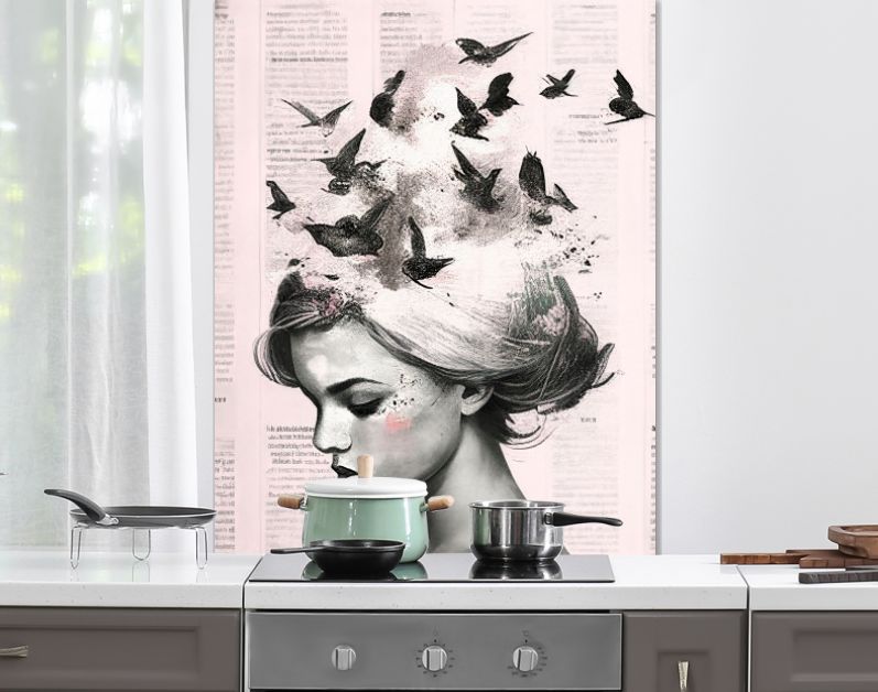 Vrouw mixed media lichtroze