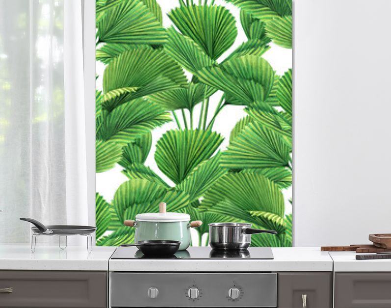 Watercolor painting coconut,palm leaf,green leaves seamless pattern background.Watercolor hand drawn illustration tropical exotic leaf prints for wallpaper,textile Hawaii aloha jungle style pattern.