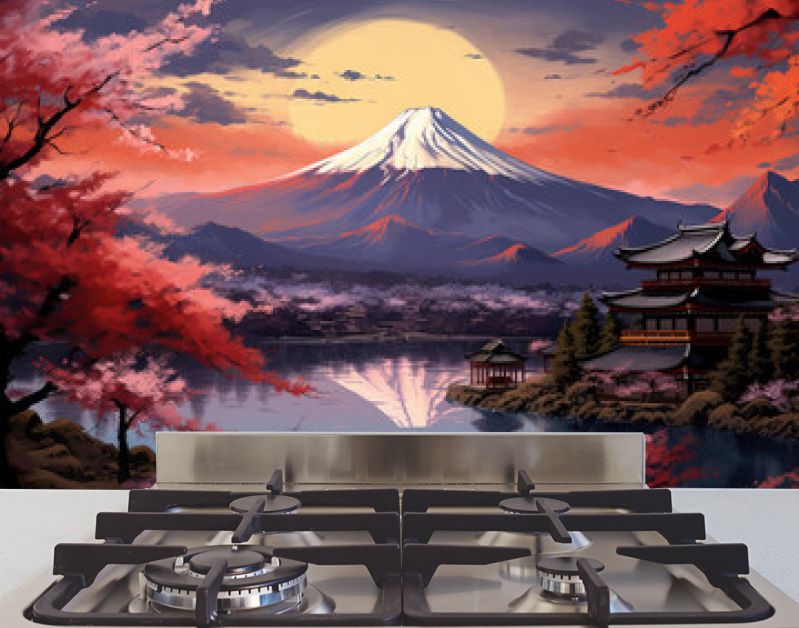 oil paint travel of japan on background