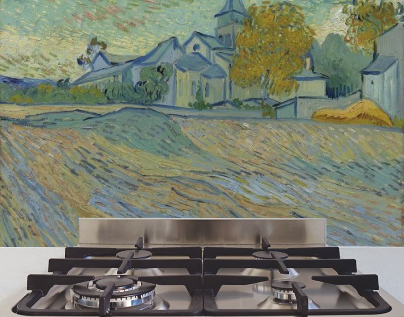 Uitzicht op het gesticht en de kapel van Saint-Rémy