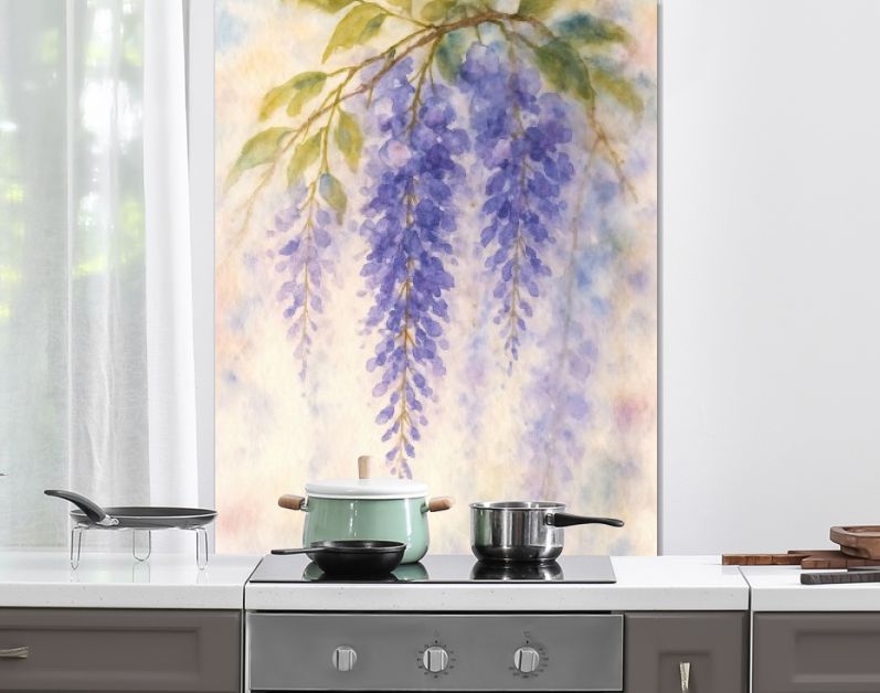 Hangende blauwe regen in zachte dromerige pastelkleuren