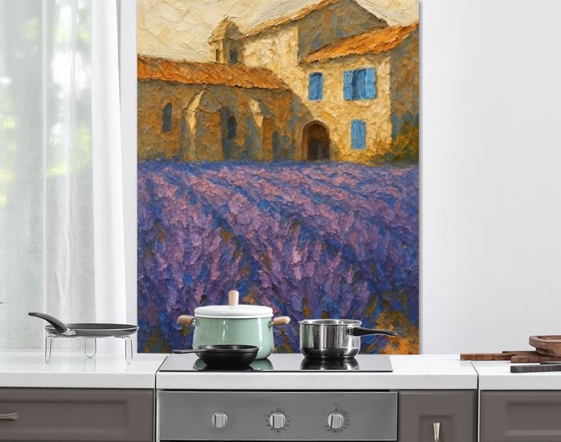 Lavendel in bloei bij oud klooster in Frankrijk