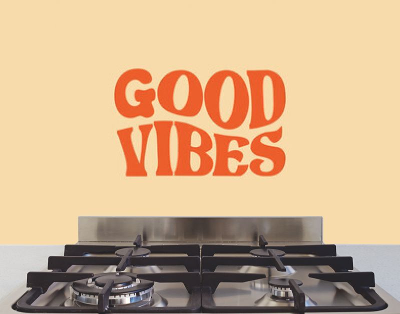Good vibes only trendy wavy text design retro groovy  warp text typography design vector template for t shirt poster banner wall art	