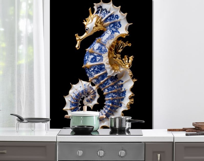 A Delft Blue Seahorse