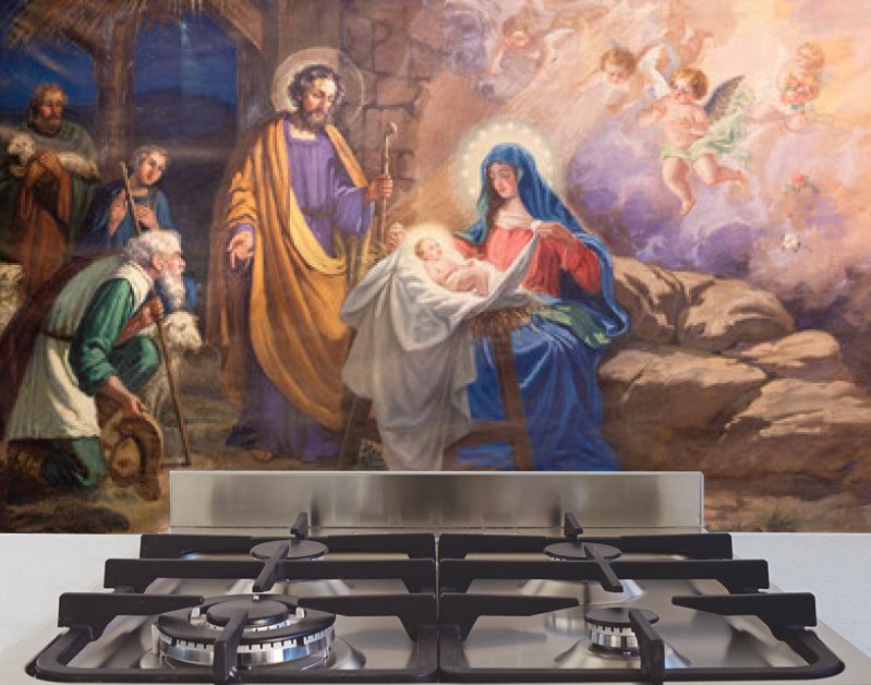 VALENCIA, SPAIN - FEBRUAR 17, 2022: The painting of Adoration of shepherds in the church San Salvador y Santa Monica from 20. cent.