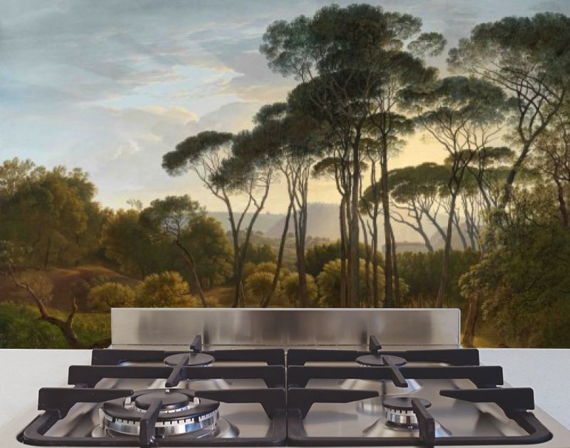 Italiaans landschap met parasoldennen, Hendrik Voogd, 1807