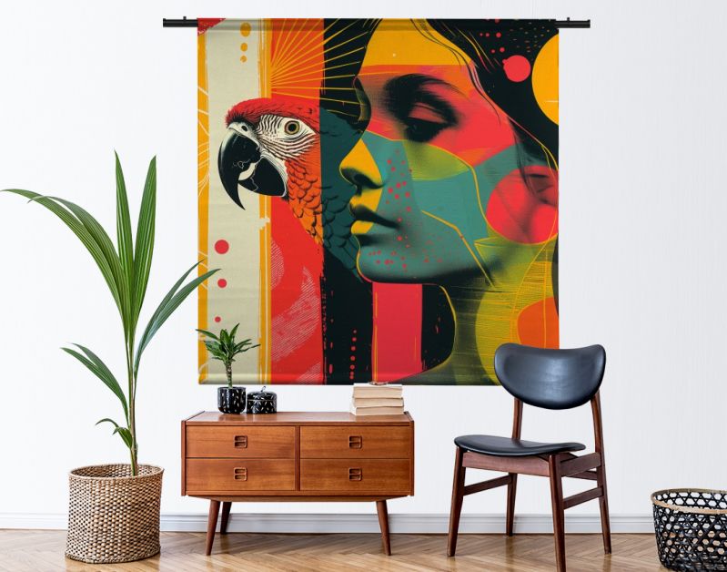 Popart woman with parrot2