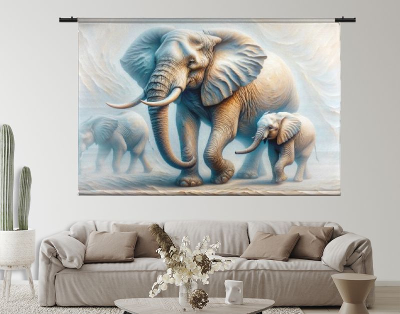 Olifant moeder met twee baby olifantjes