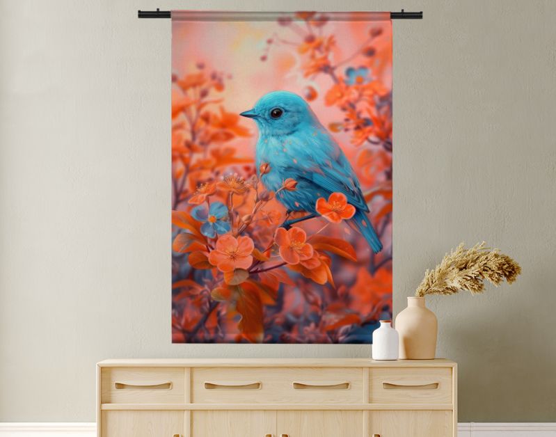 Blue bird & orange cherryblossom