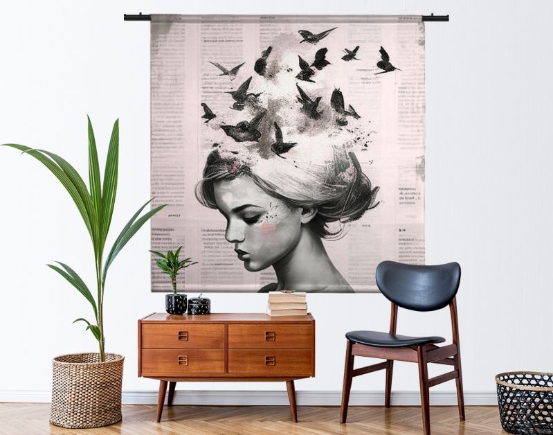 Vrouw mixed media lichtroze