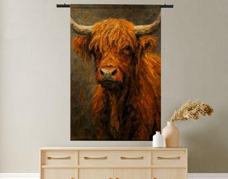 Schotse hooglander met ruige vacht en hoorns