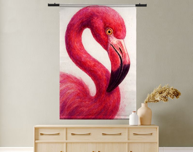 Close-up van roze flamingo met gebogen hals