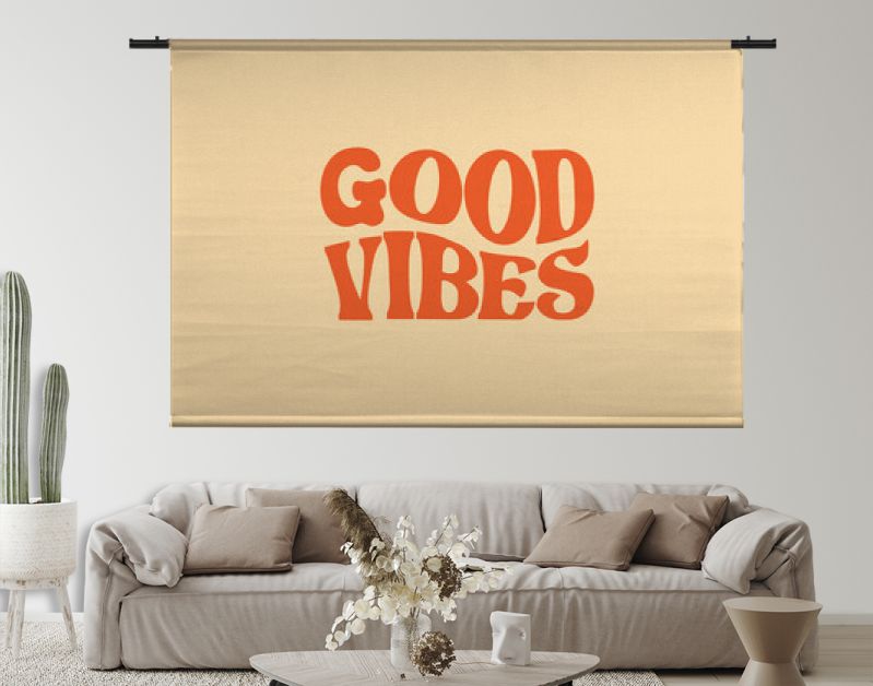 Good vibes only trendy wavy text design retro groovy  warp text typography design vector template for t shirt poster banner wall art	