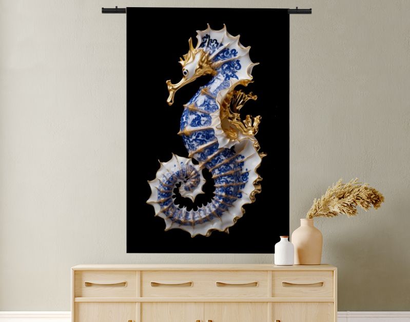 A Delft Blue Seahorse