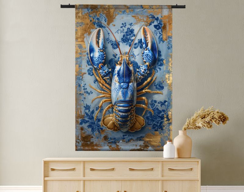 Painting Royal Delft Blue lobster