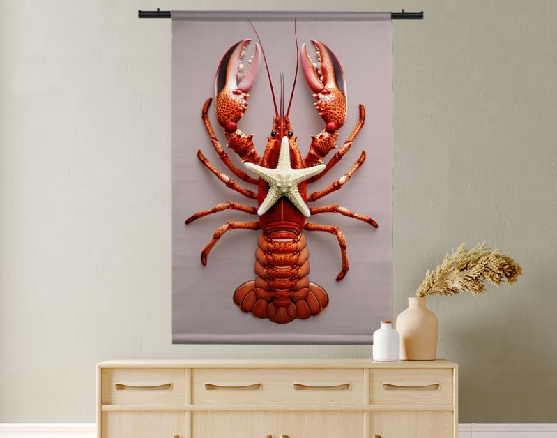 Rode kreeft met zeester