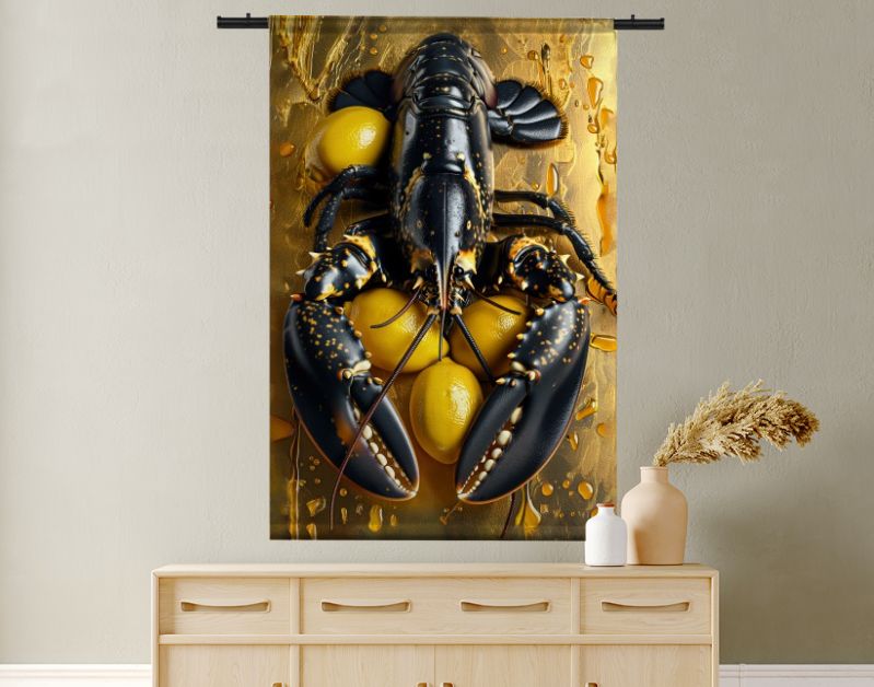 Zwarte kreeft met citroenen