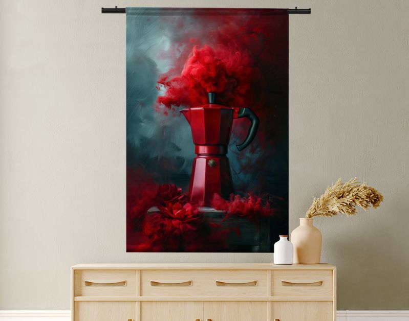 Percolator vurig rood met rook