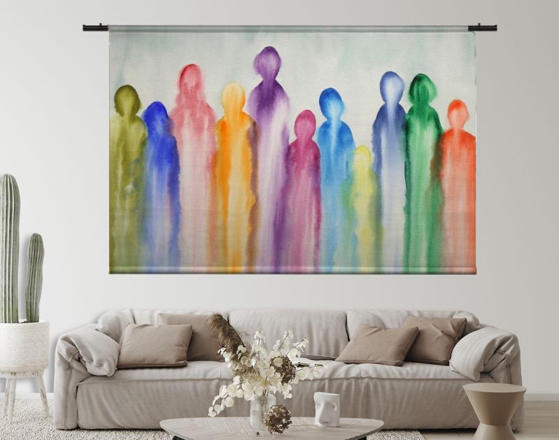 Een groep kleurrijke abstracte figuren