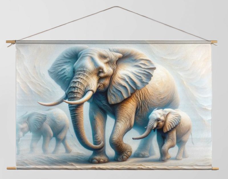 Olifant moeder met twee baby olifantjes