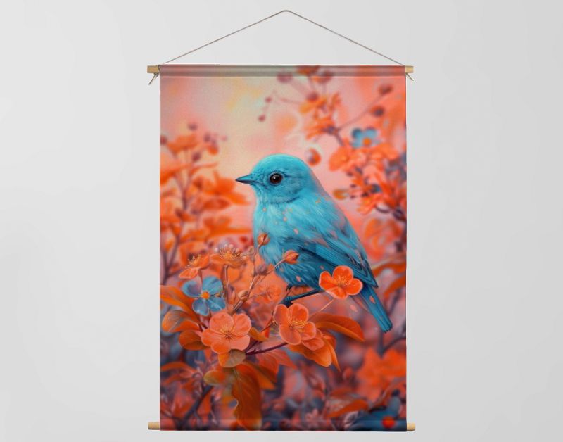 Blue bird & orange cherryblossom