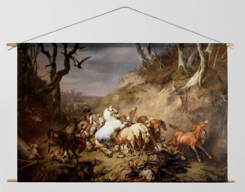 Hongerige wolven overvallen een groep ruiters, Eugène Verboeckhoven, 1836