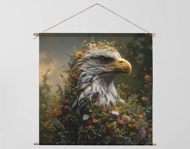 Arend met wilde bloemen