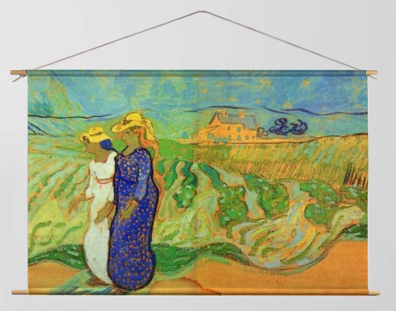 Twee vrouwen op weg door het veld