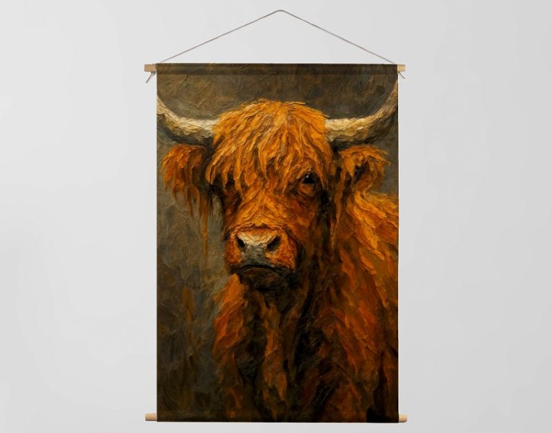 Schotse hooglander met ruige vacht en hoorns