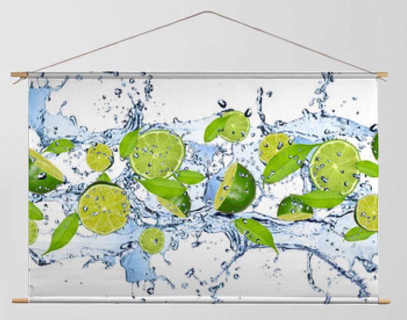 Fresh limes in water splash,isolated on white background