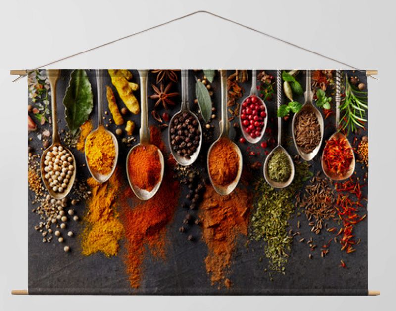 Spices on black background