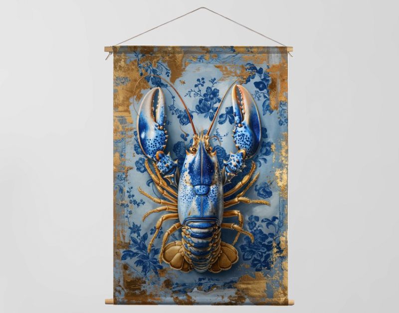 Painting Royal Delft Blue lobster