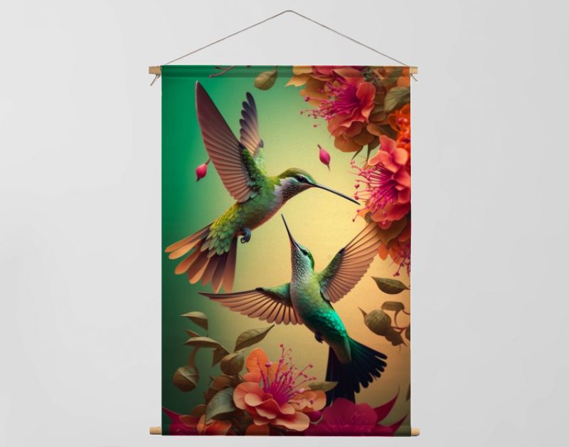 Twee vliegende kolibris