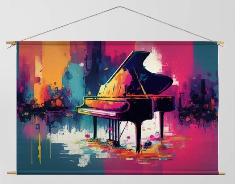 illustratie pop-art vintage stijl grunge textuur van piano en toetsenbord, generatieve Ai